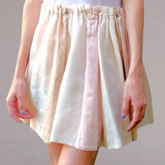 Custom Made Kimono Print Flared Pleated Mini Skirt - Picture 2 of 14